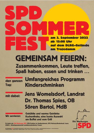 Plakat Sommerfest der Marburger SPD